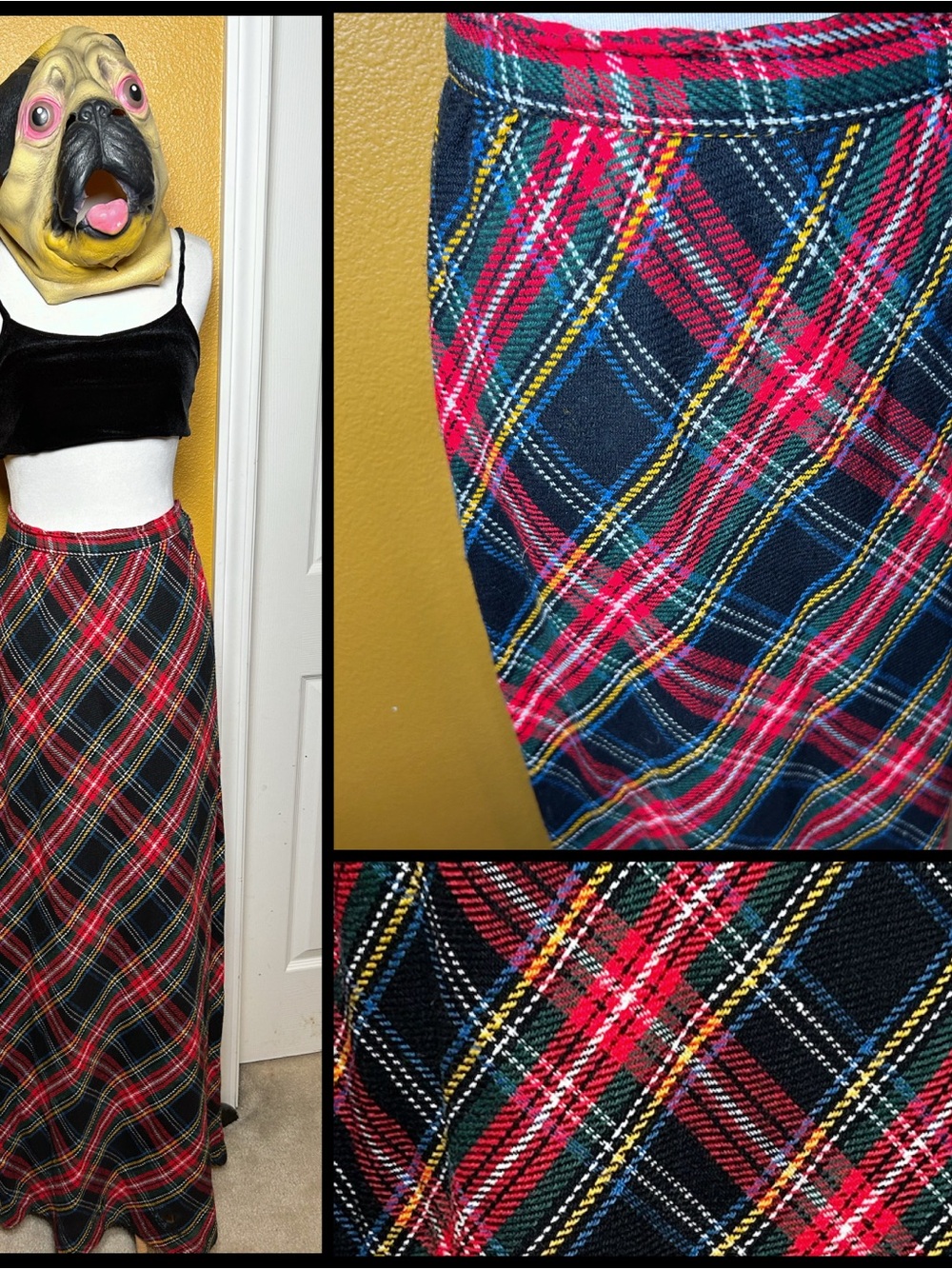 Rad af, VINTAGE, plaid maxi skirt!!